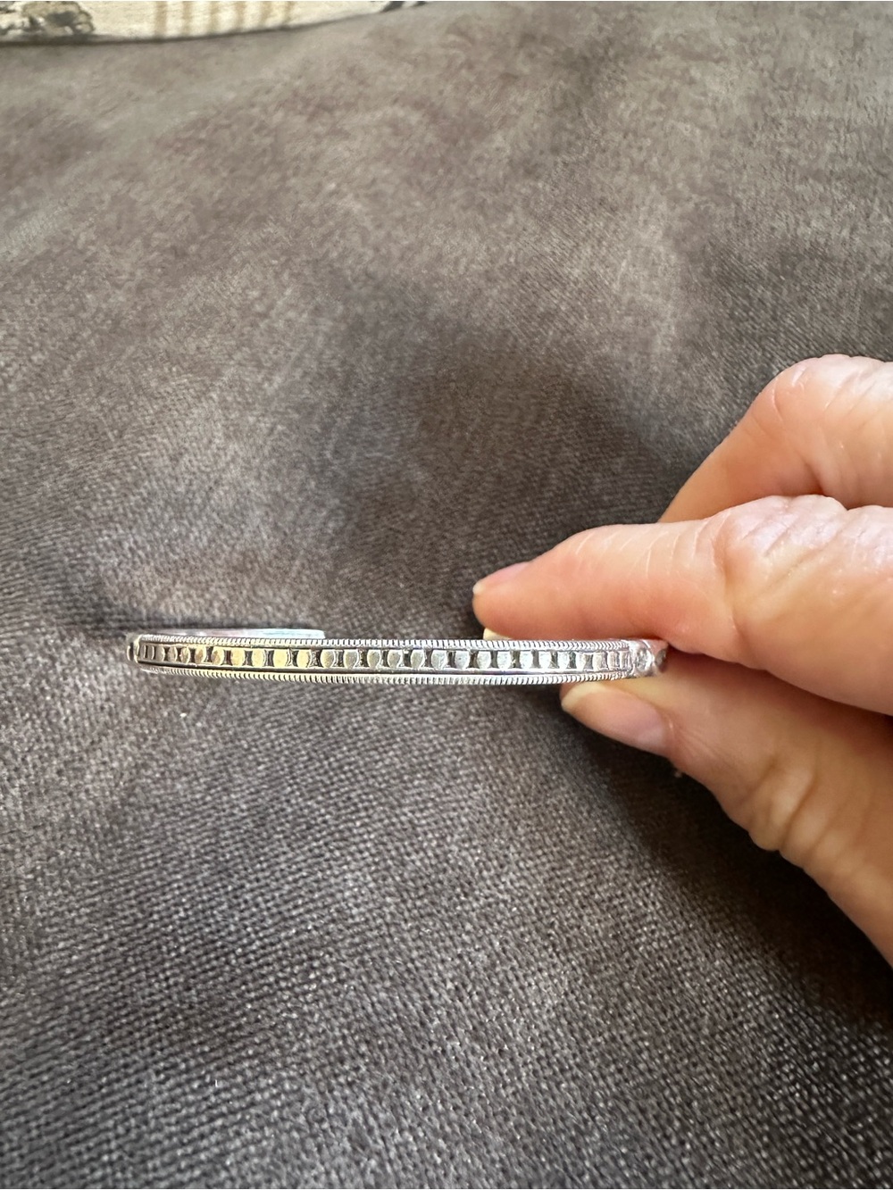 Sterling Silver Milgrain Edge Bangle Bracelet - Silver